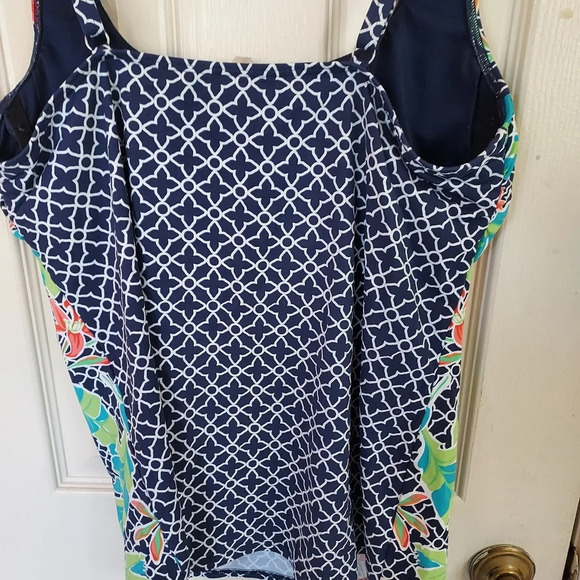 Lane Ends Square Neck Underwire Tankini Top Swimsuit Adjustable Straps Size 14L - Picture 6 of 11
